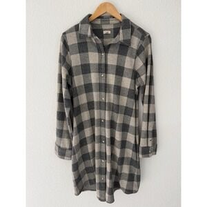 Faherty Gray Plaid Shirt Dress